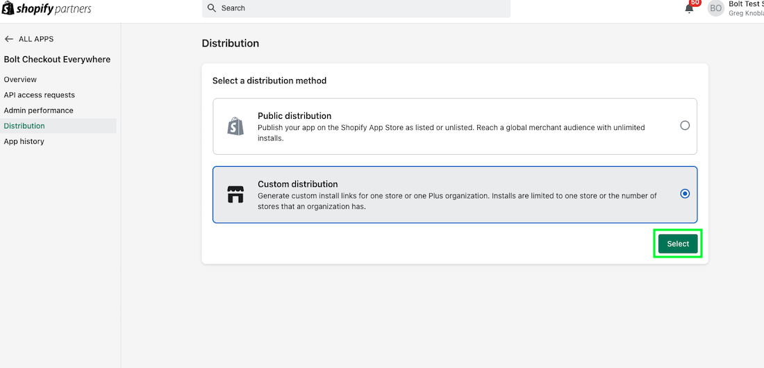 Custom distribution option