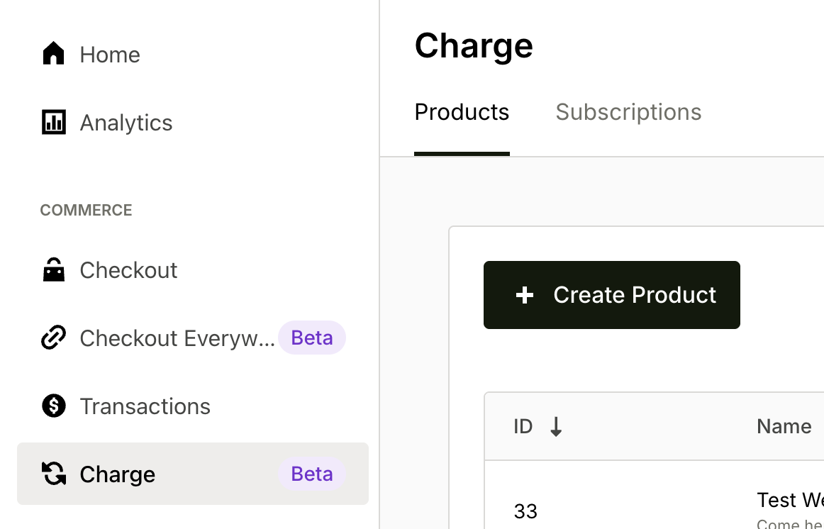 Create product button
