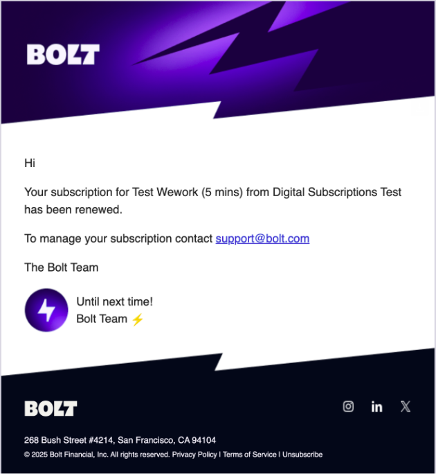 Subscription renew email