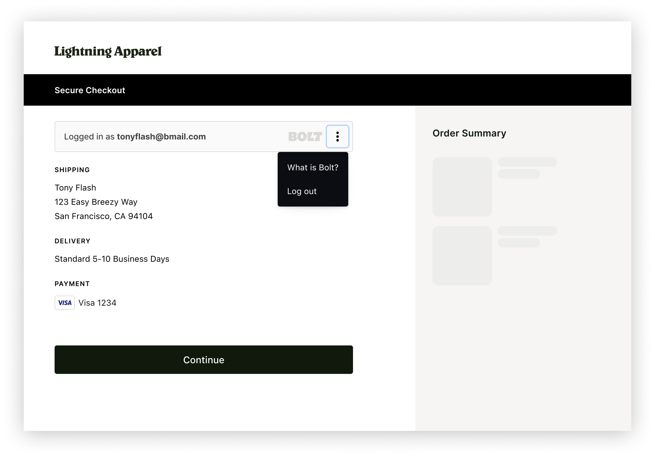 Logged In status login banner with option.
