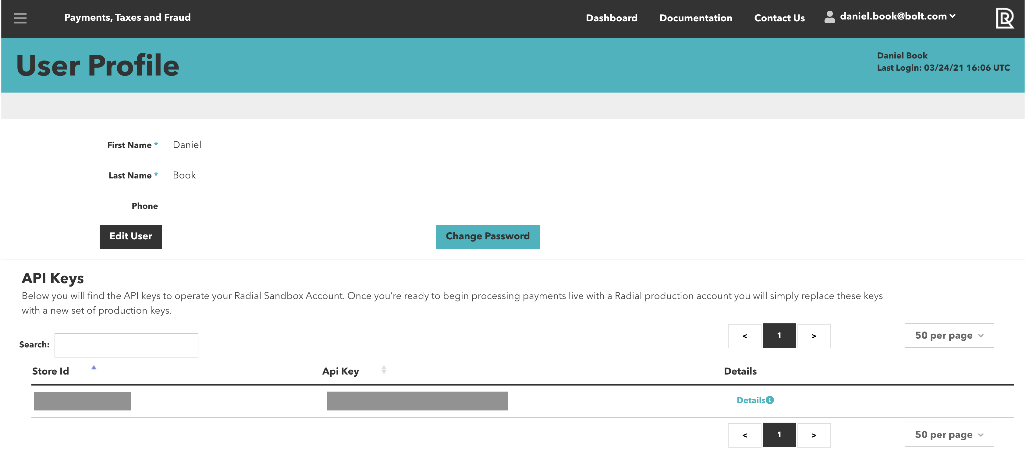 Radial API key