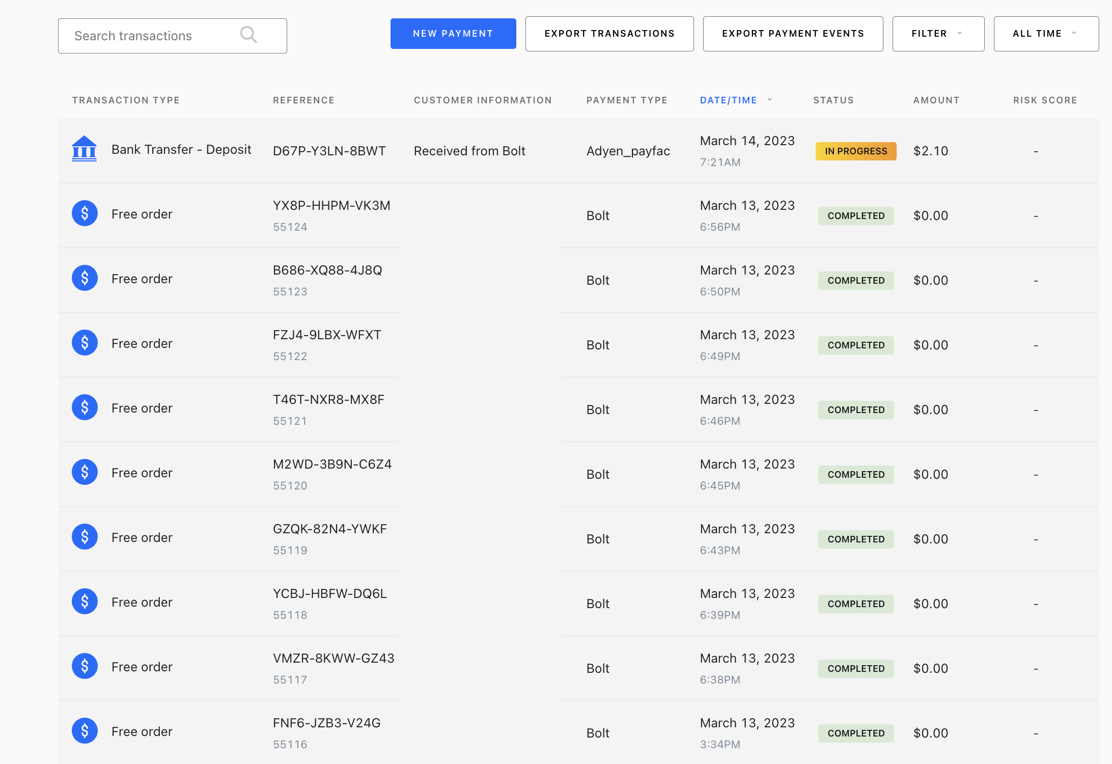 Transaction details in the Merchant Dashboard
