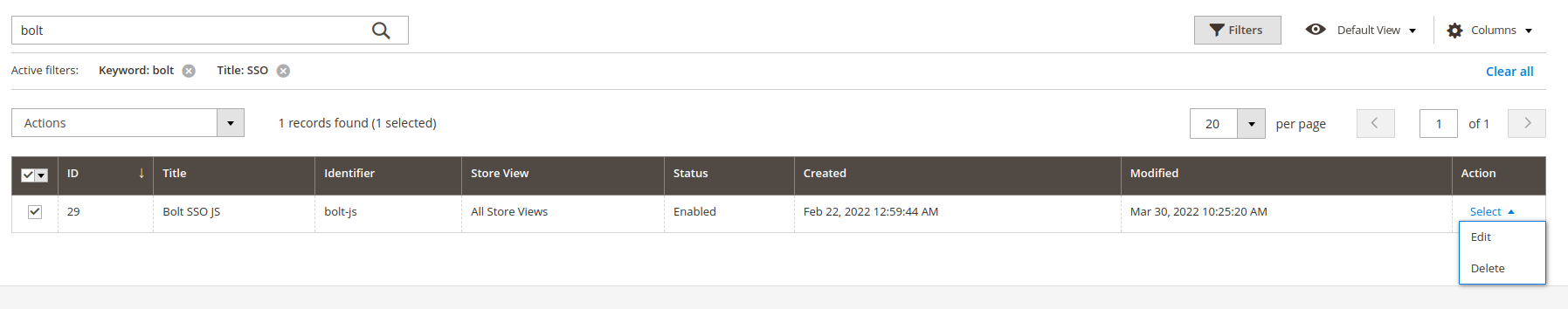 Block Table with Actions menu shown.