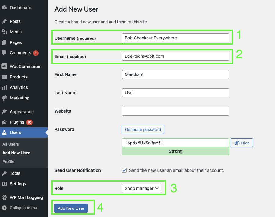 Create user