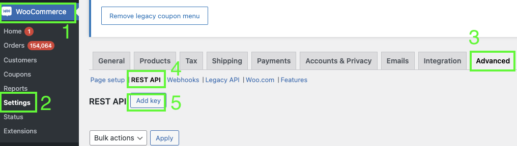 Navigate to API section