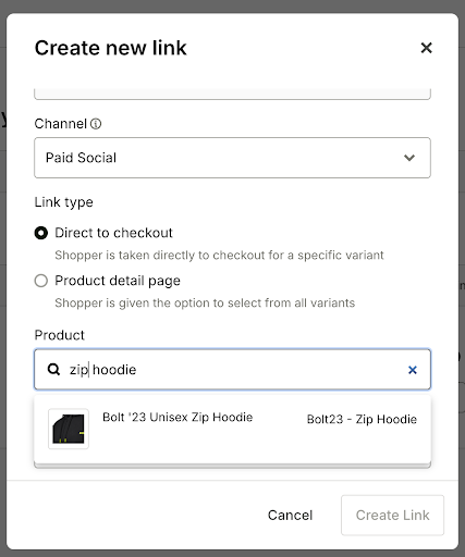Create a checkout link