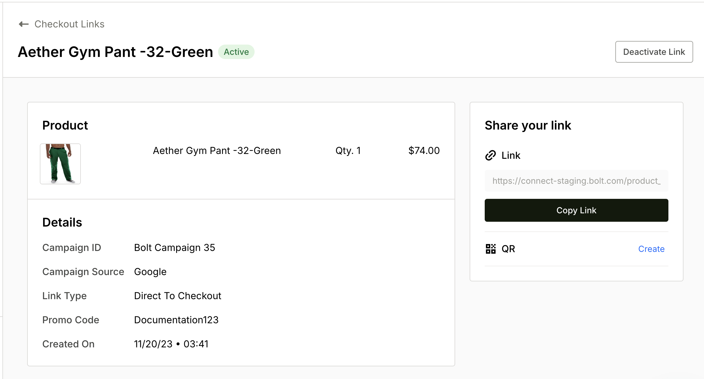 Create a checkout link