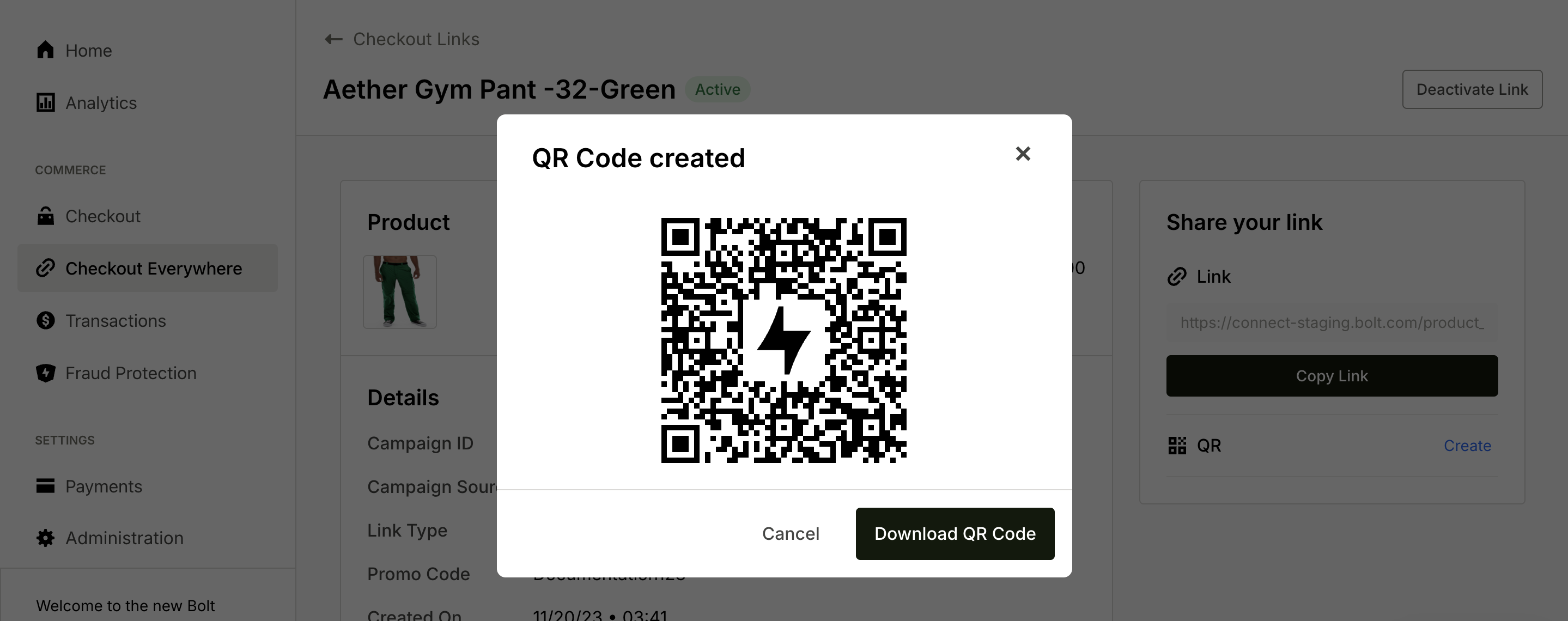 Create a checkout link