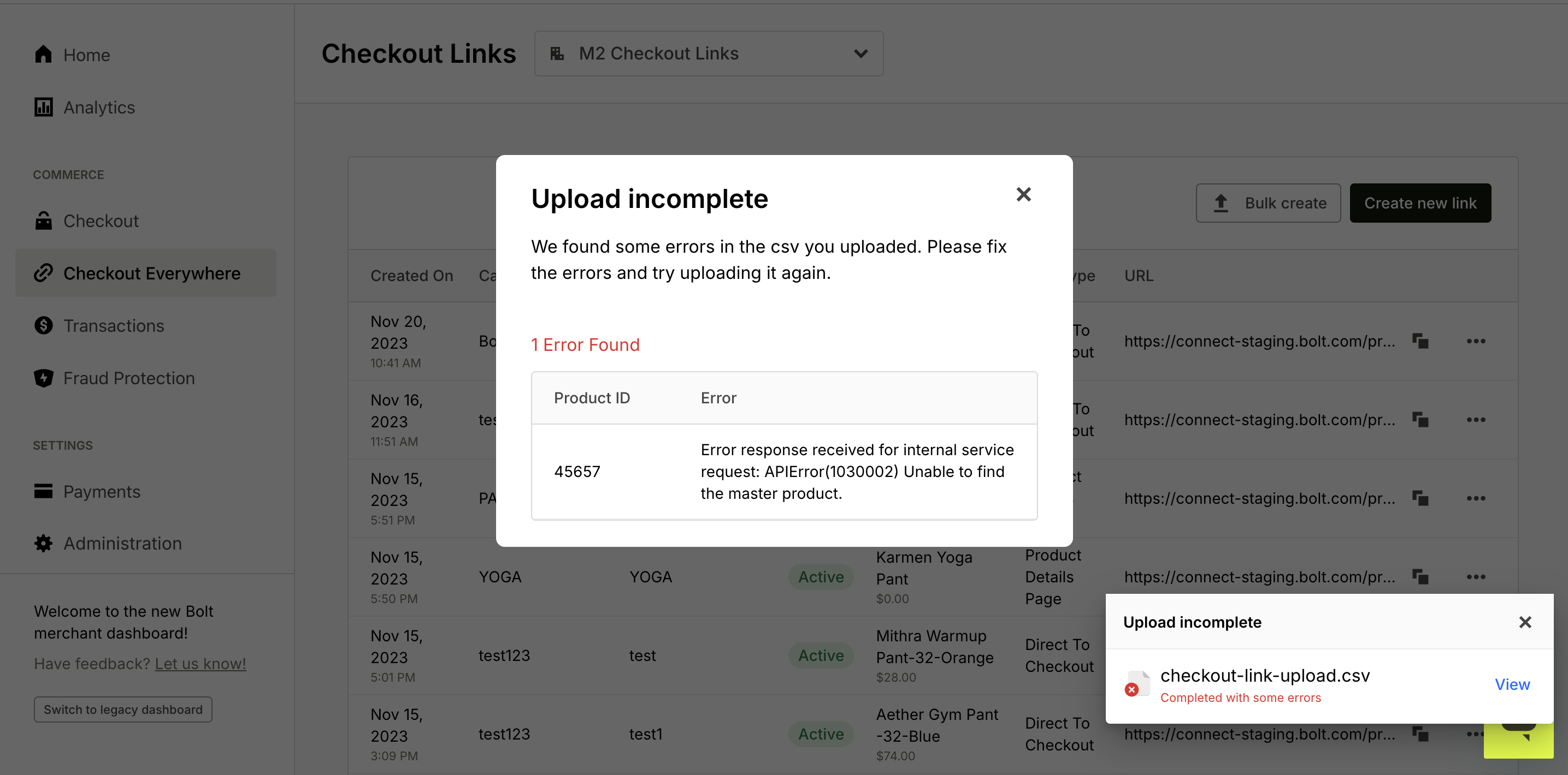 Create a checkout link
