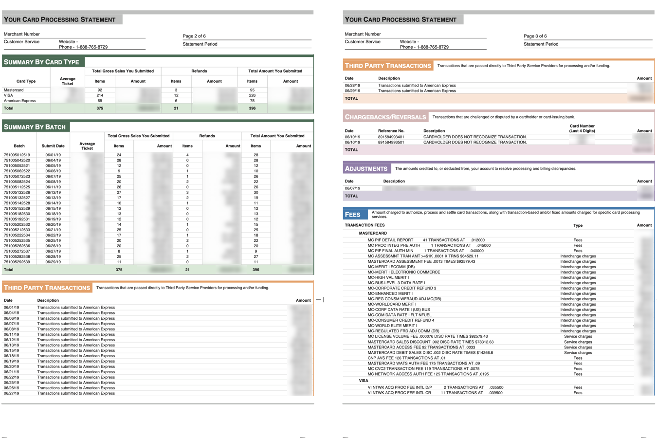 processing statement example banks
