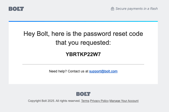 Example password reset code.